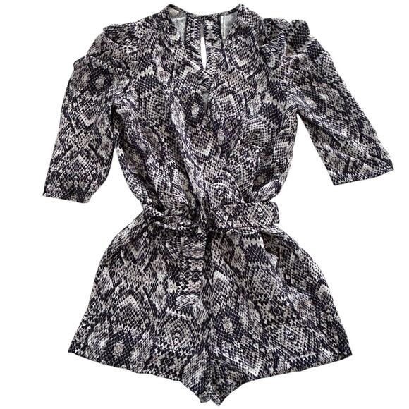 AMANDA UPRICHARD Snakeskin Annika Puff‎ Sleeve Romper-Size P/XS - Picture 3 of 9